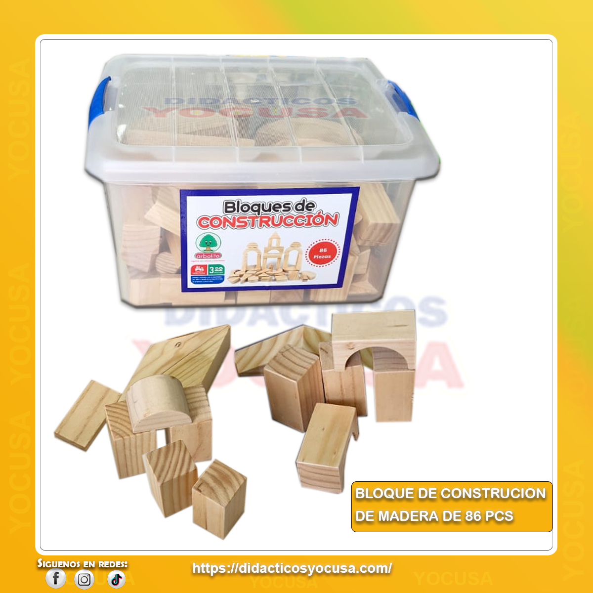BLOQUE DE MADERA DE 86 PCS BLOQUE CONTRUCCION NATURAL X 86 PCS GRANDE - Imagen 1