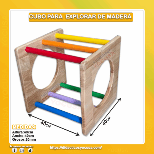 CUBO PARA EXPLORAR DE MADERA 40X40X20 CM