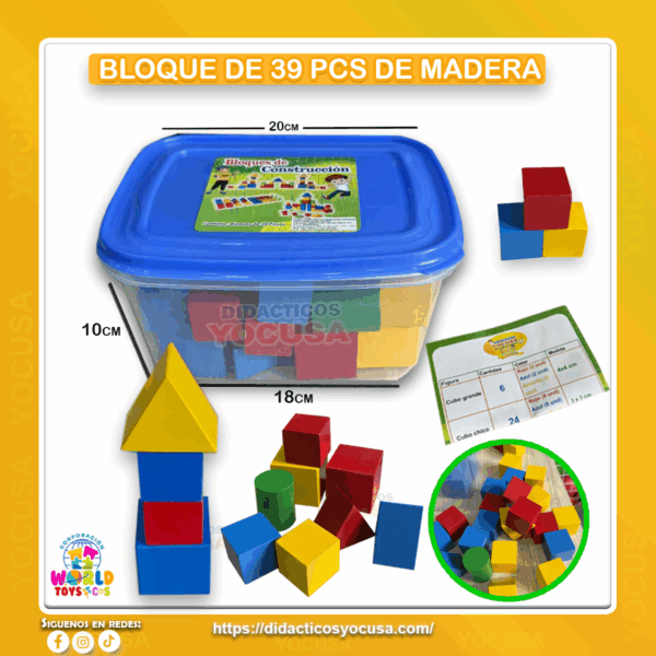 BLOQUE DE 39 PCS  DE MADERA