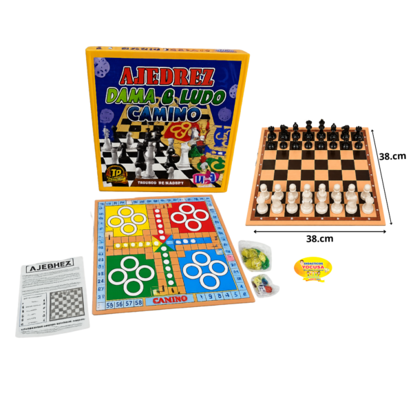 AJEDREZ 4-1 GRANDE  TABLERO DE MADERA