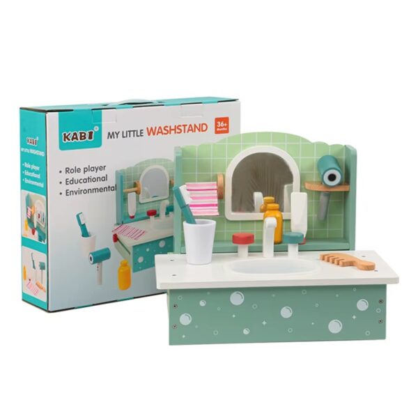 DIDACTICO LAVATORIO DE MADERA CAJA