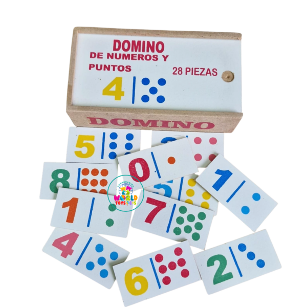 DOMINO DE NUMEROS Y PUNTOS DE MADERA -