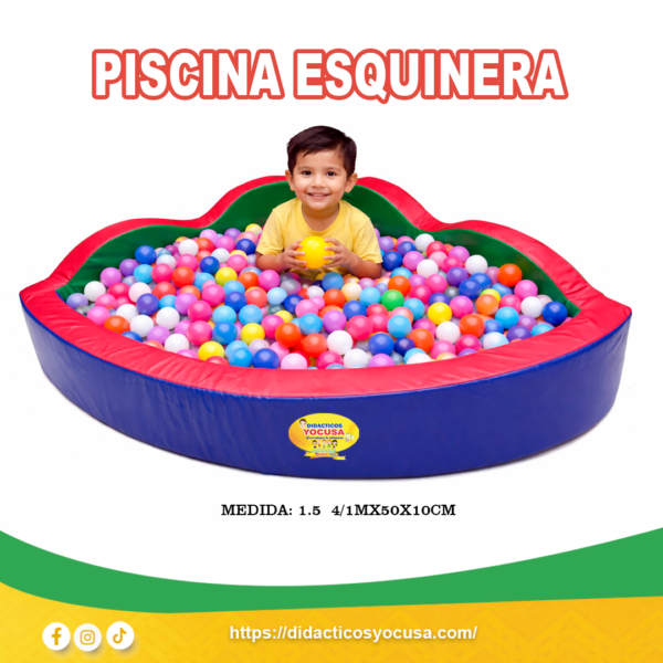 PISCINA ESQUINERA + 500 PELOTAS 1/4  1.5MX50X10CM