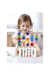 CUENTAS DE MADERA CON PALITOS Y TARJETA - Imagen 2