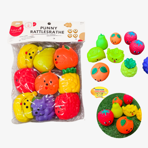 FRUTAS SENSORIAL DE JEBE EN BOLSA